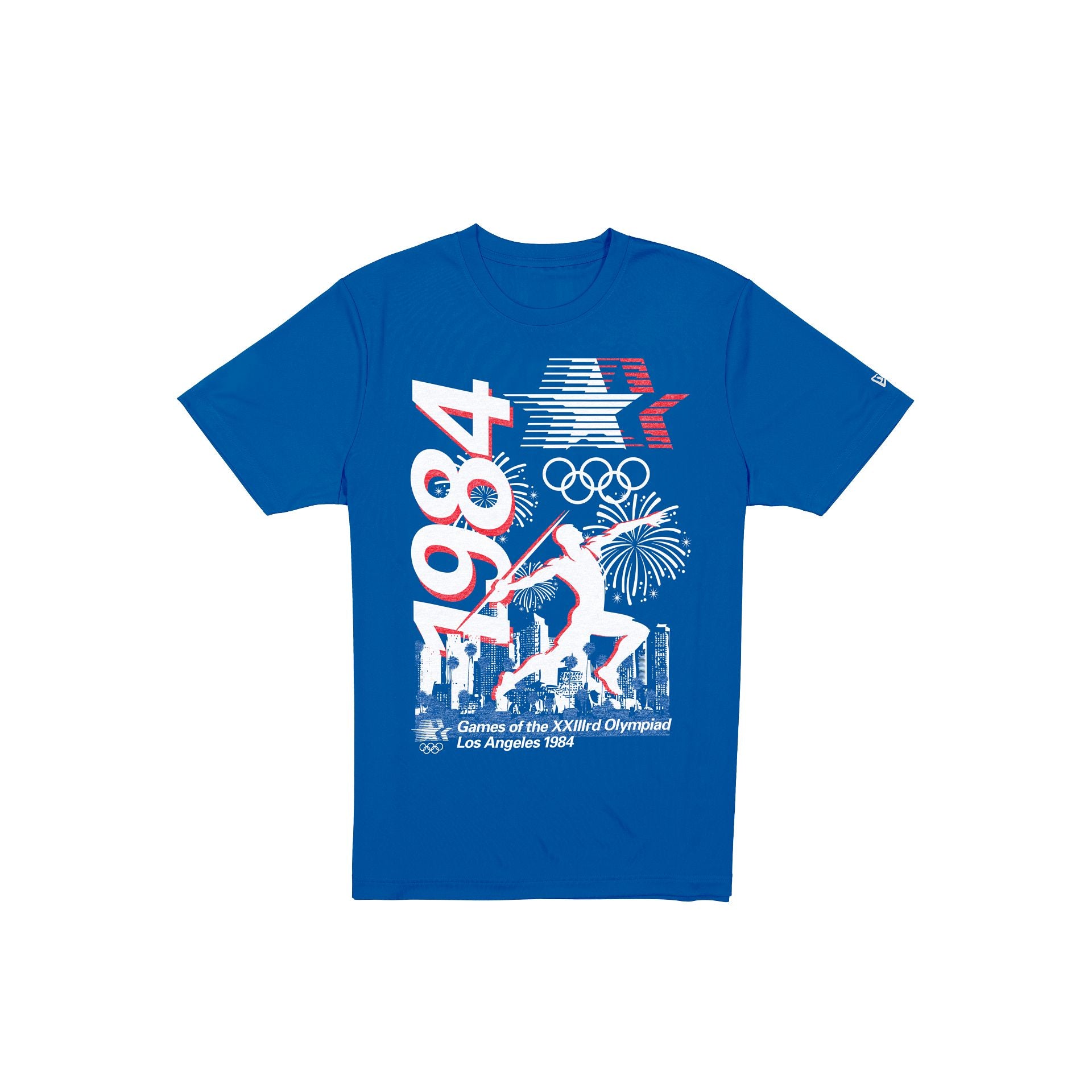 new era 1984 Olympics Heritage Blue Short-Sleeve T-Shirt