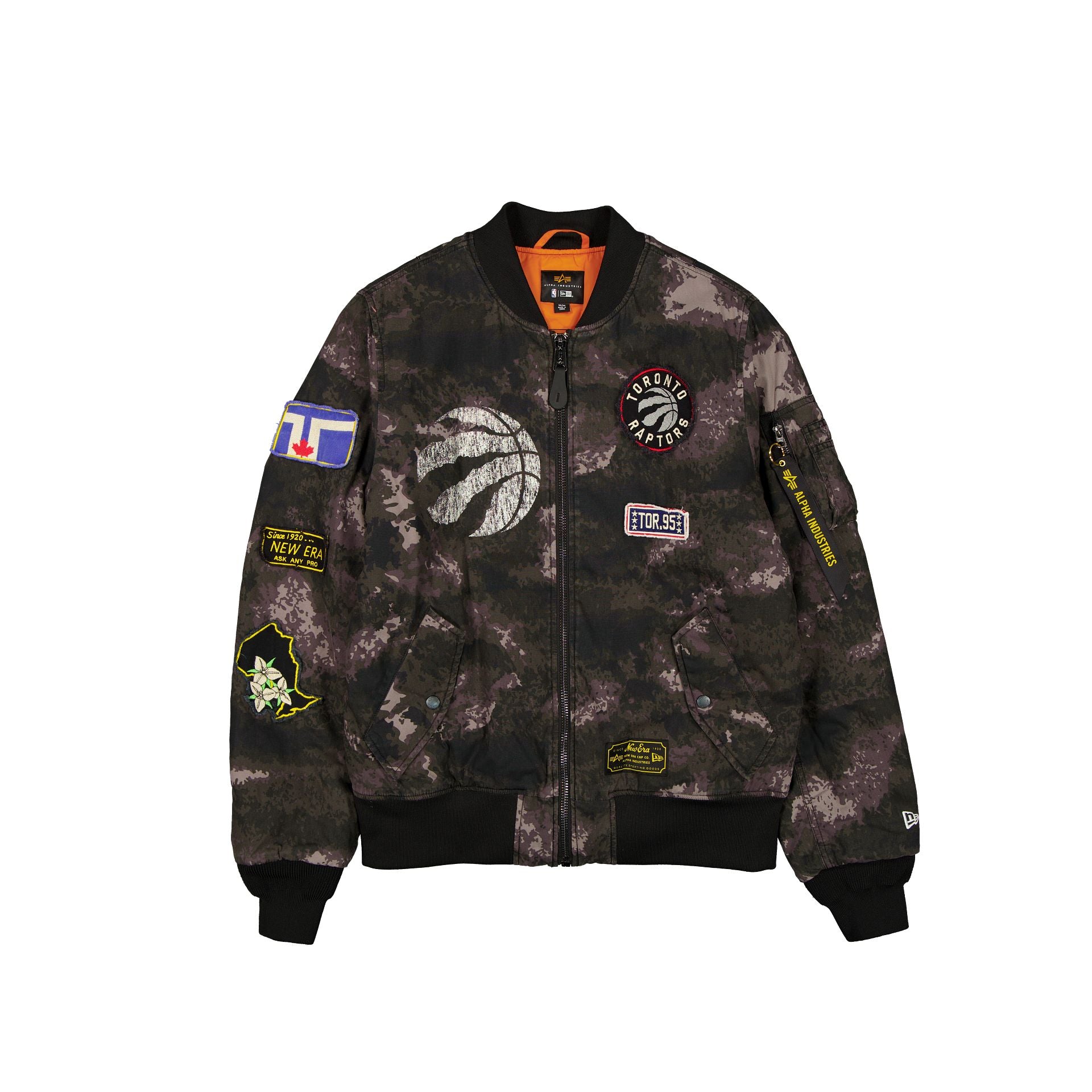 new era Alpha Industries Black Camo MA-1 Bomber Jacket