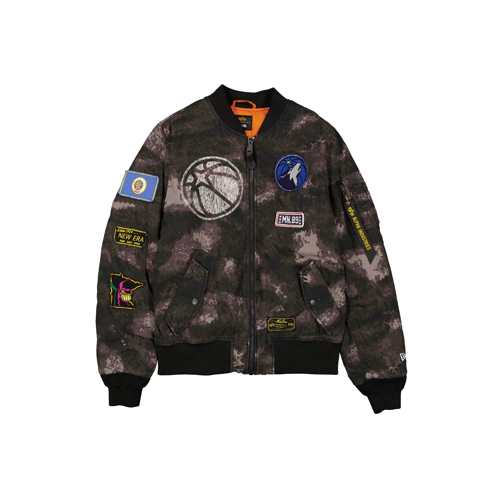 new era Alpha Industries Black Camo MA-1 Bomber Jacket