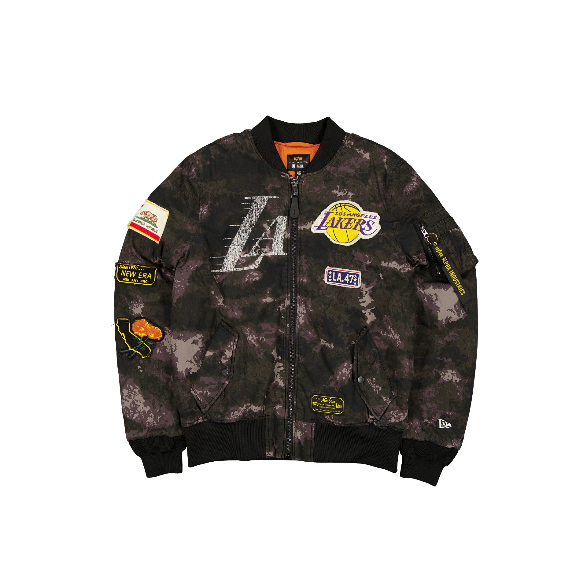 new era Alpha Industries Black Camo MA-1 Bomber Jacket