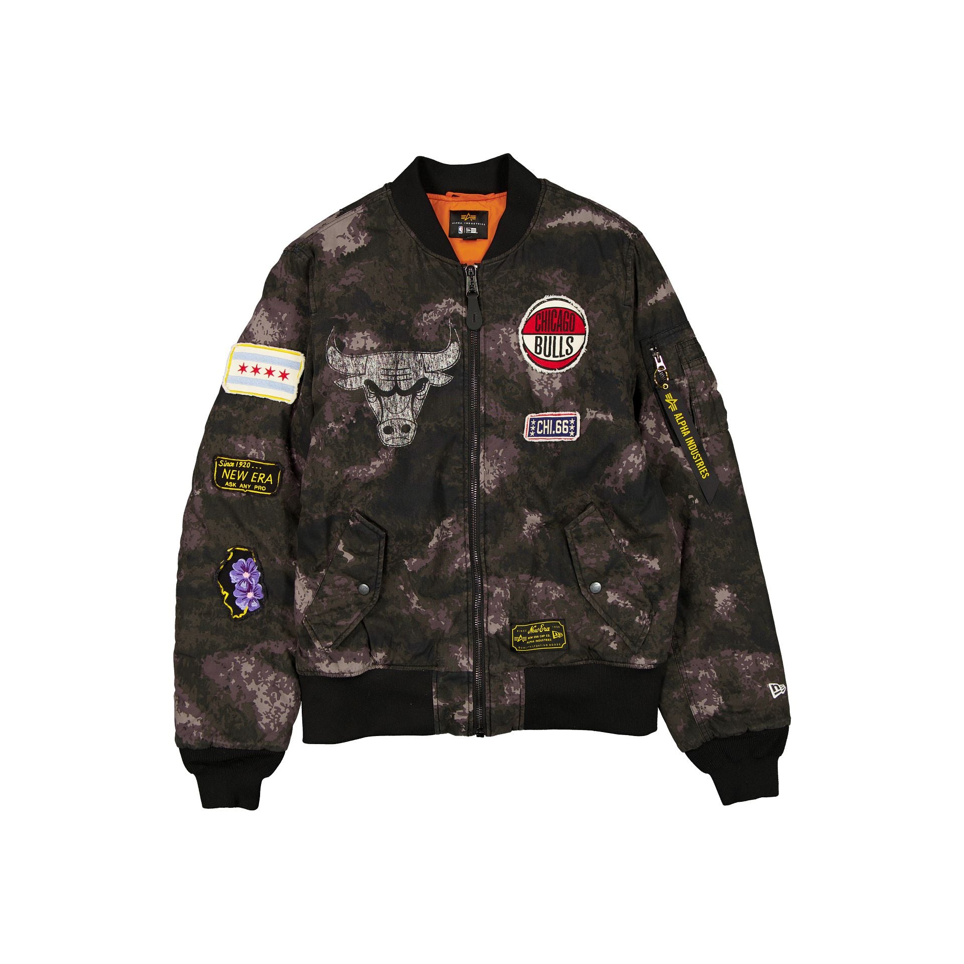 New Era Alpha Industries Black Camo MA-1 Bomber Jacket