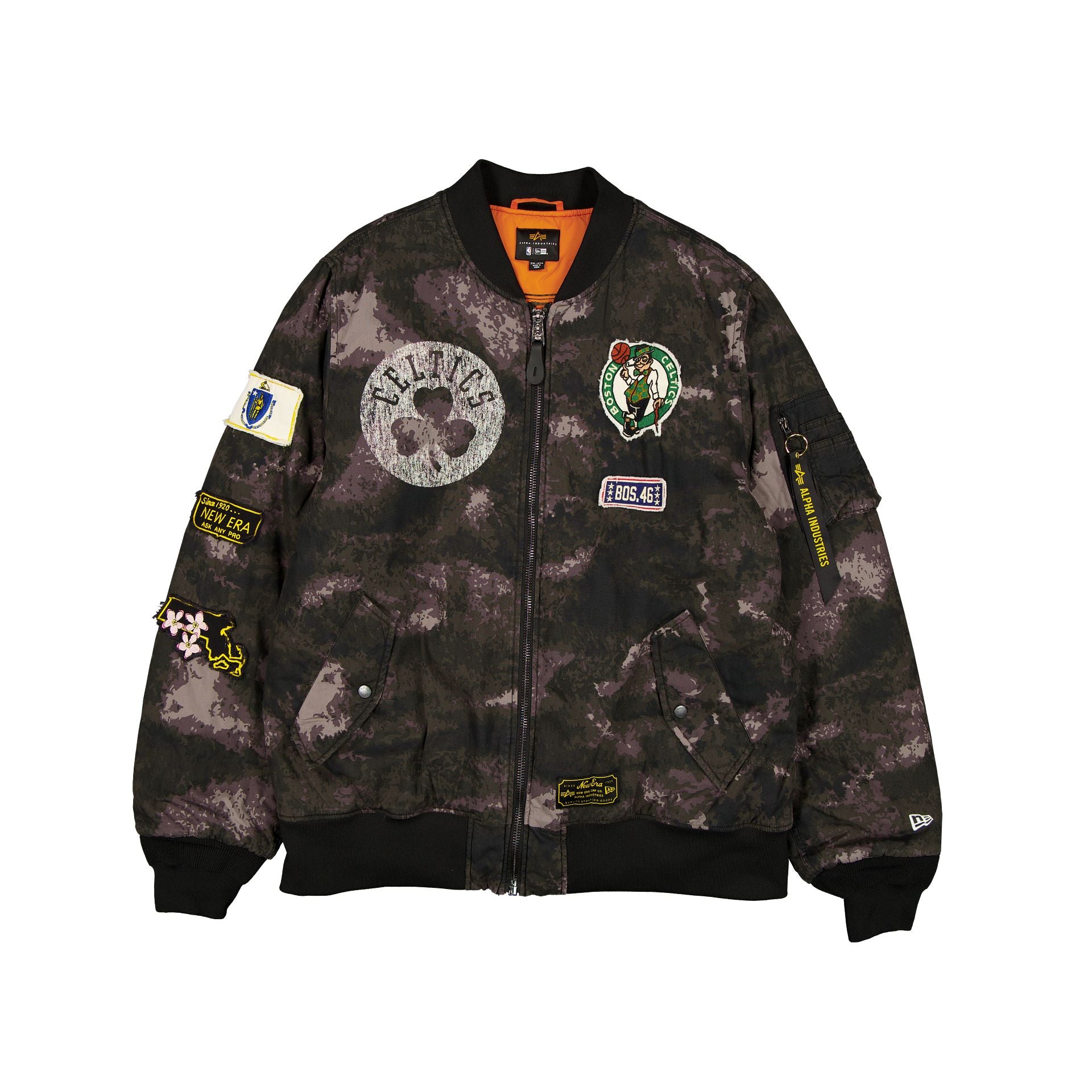 new era Alpha Industries Black Camo MA-1 Bomber Jacket