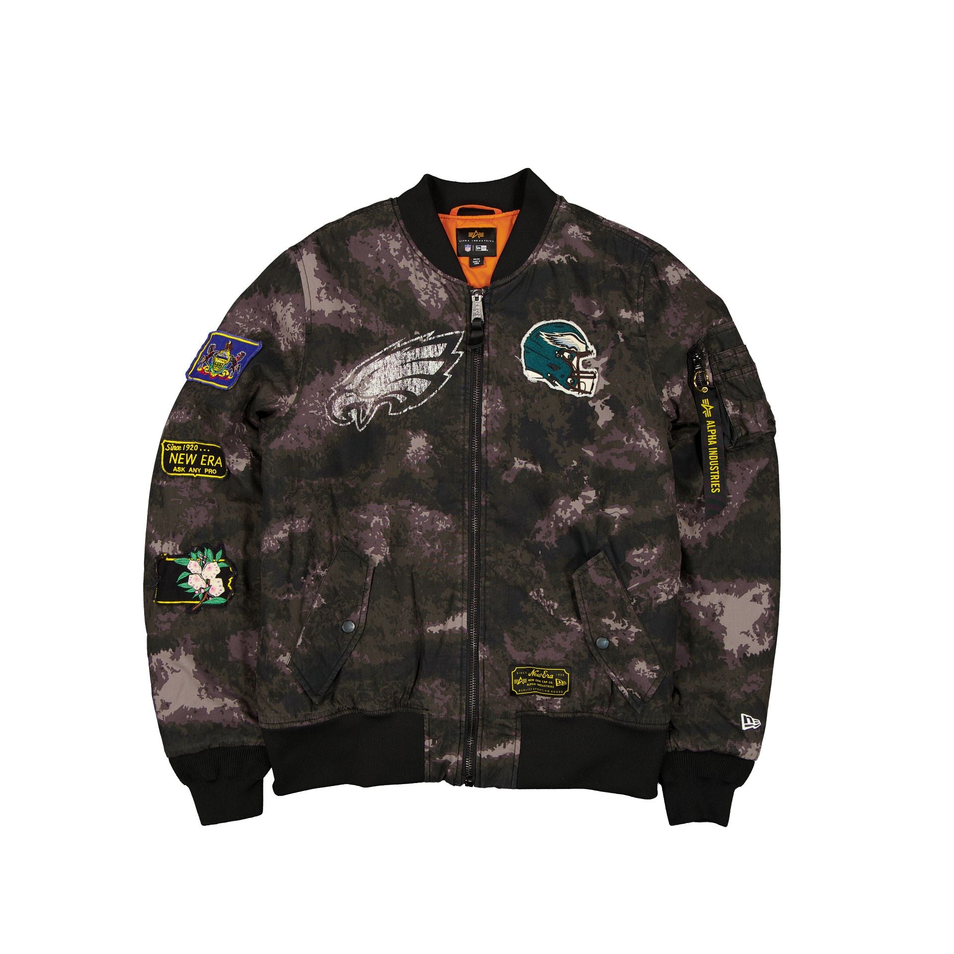 new era Alpha Industries Black Camo MA-1 Bomber Jacket