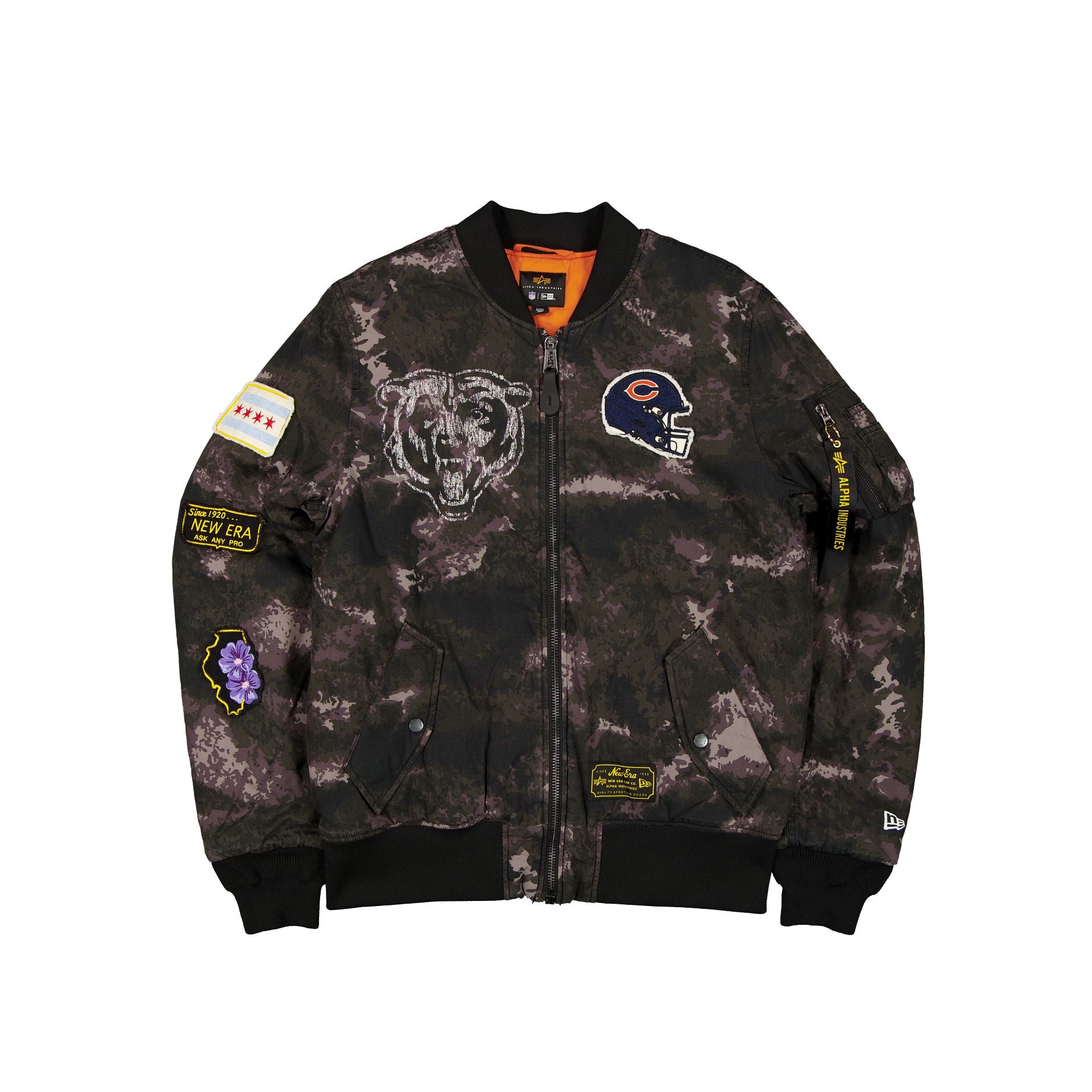 new era Alpha Industries Black Camo MA-1 Bomber Jacket