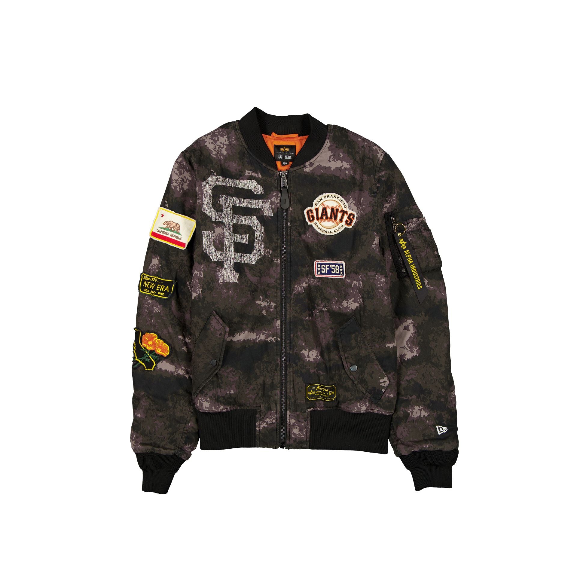 new era Alpha Industries Black Camo MA-1 Bomber Jacket