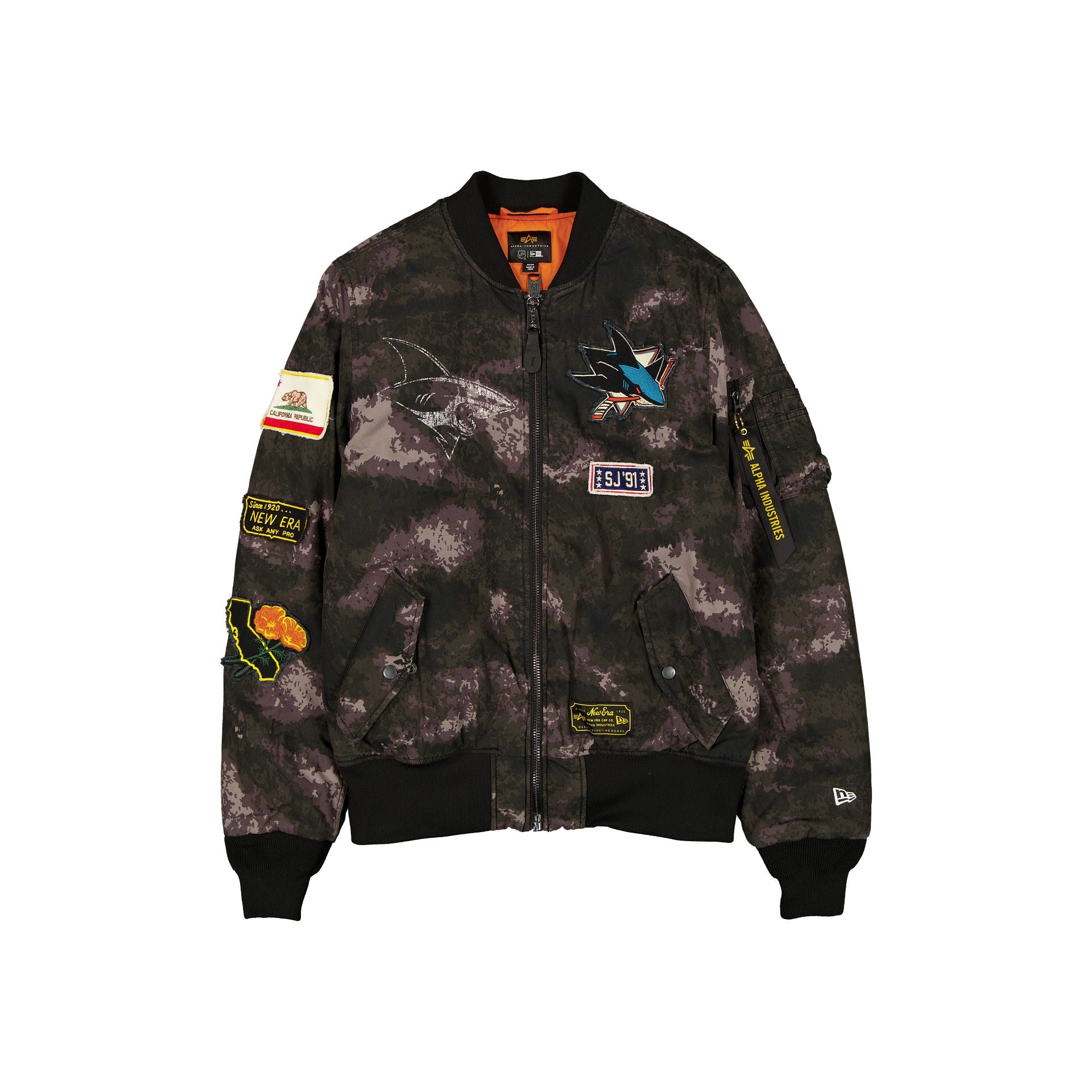 new era Alpha Industries Black Camo MA-1 Bomber Jacket