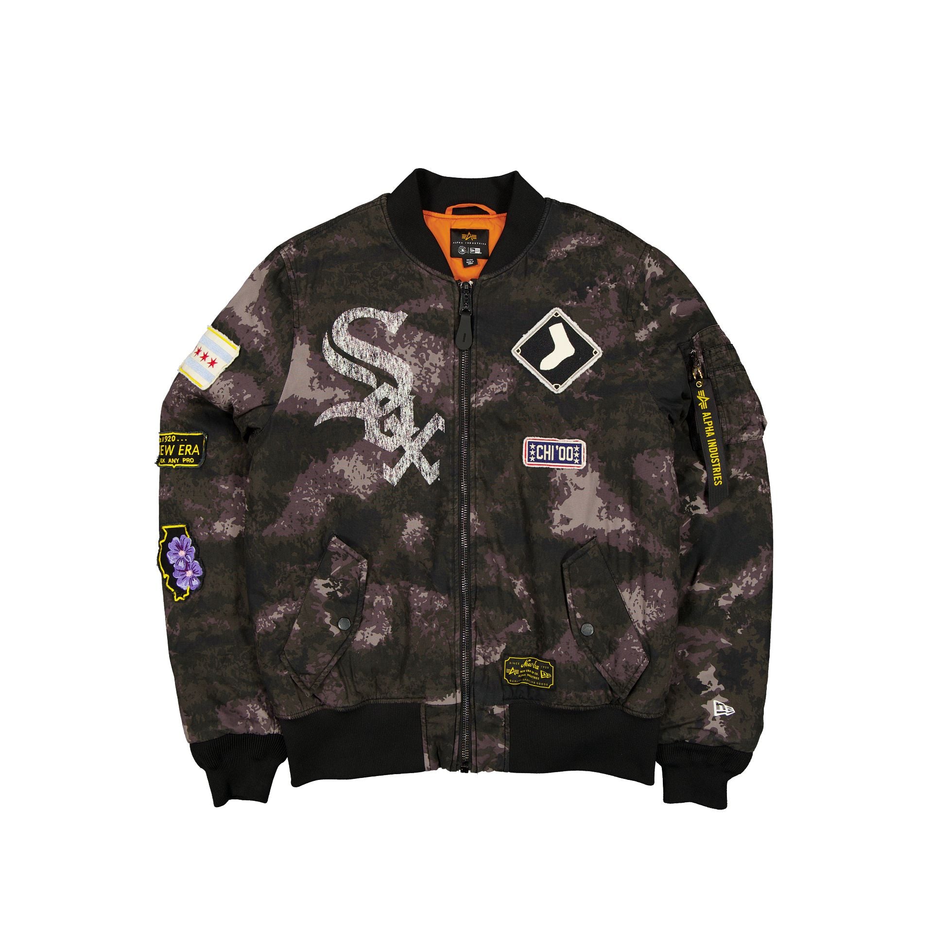 new era Alpha Industries Black Camo MA-1 Bomber Jacket