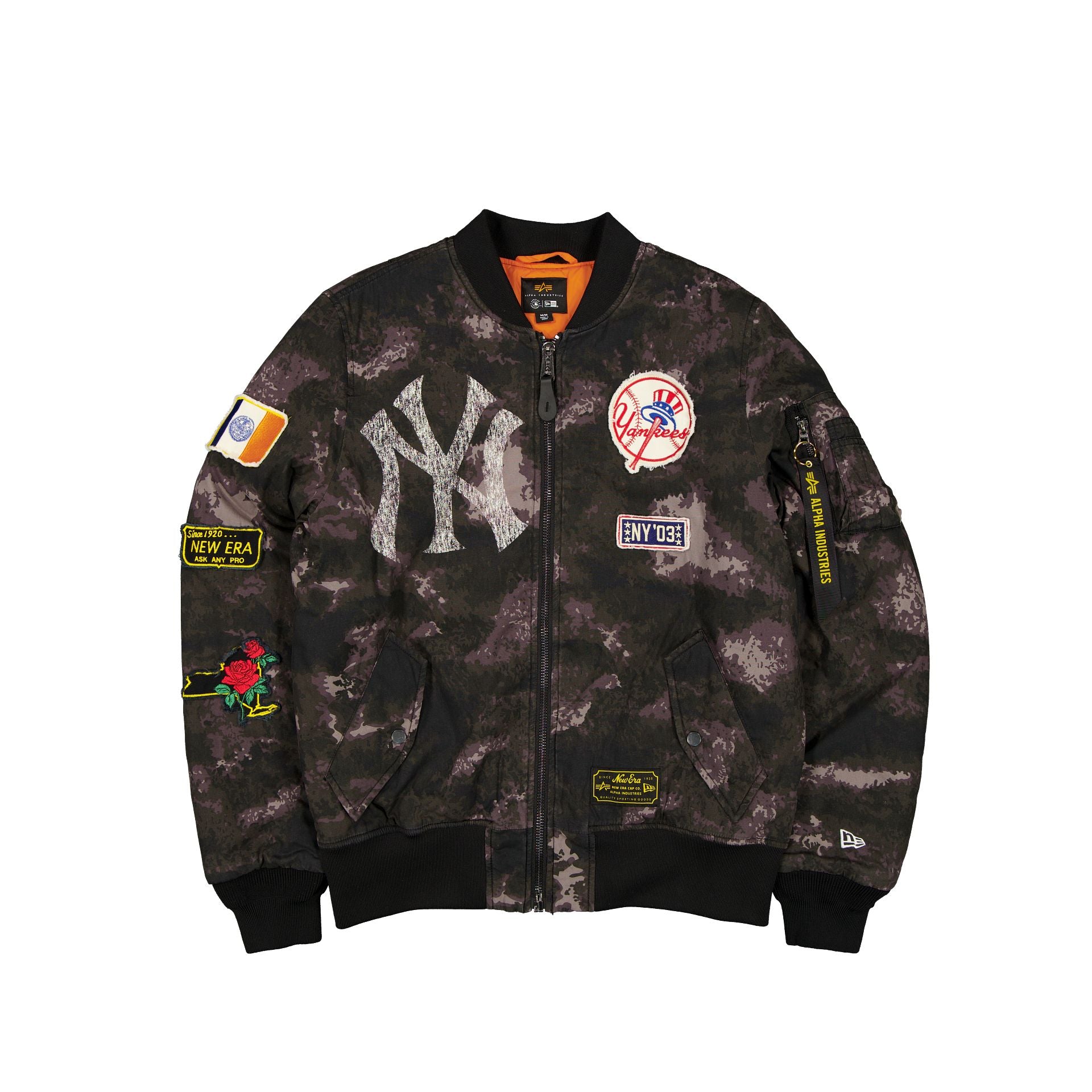 new era Alpha Industries Black Camo MA-1 Bomber Jacket