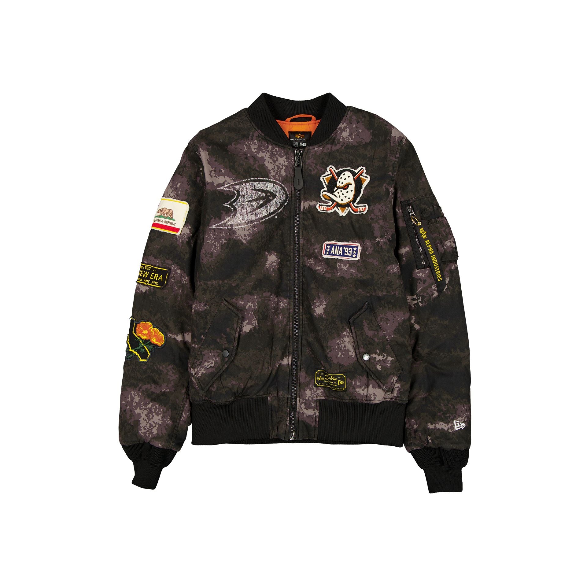 new era Alpha Industries Black Camo MA-1 Bomber Jacket