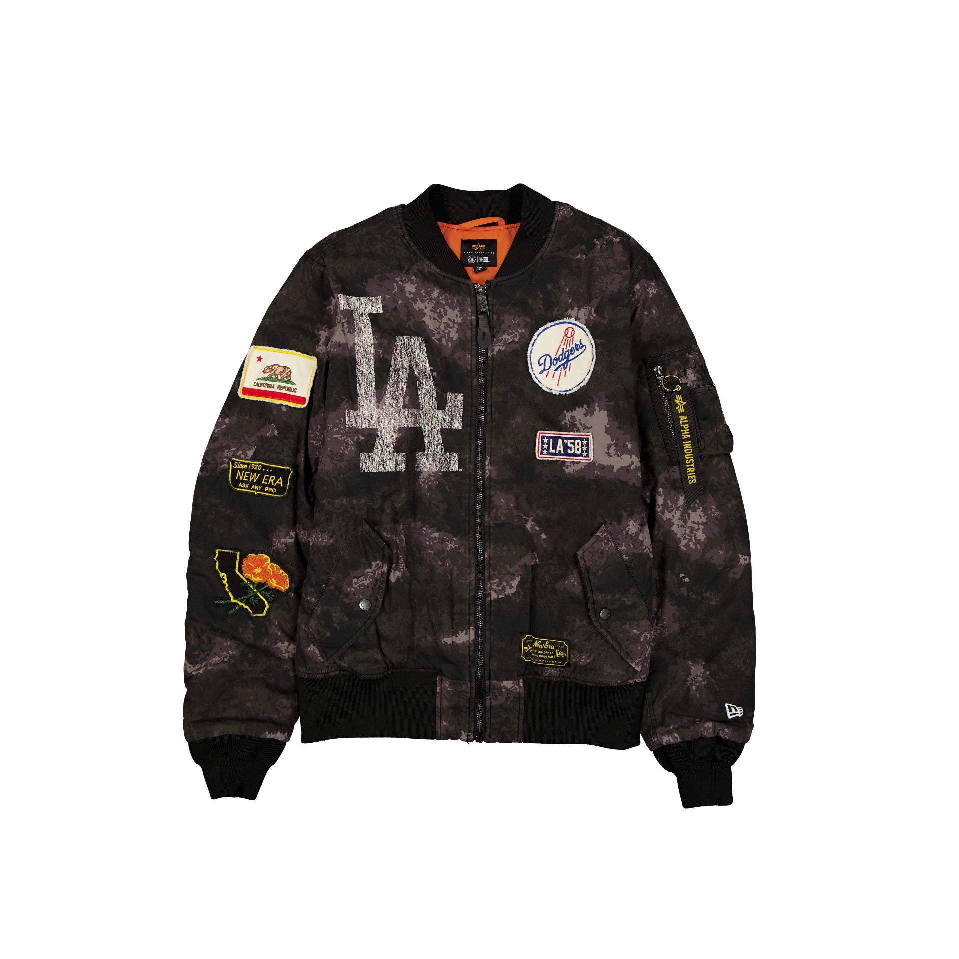 new era Alpha Industries Black Camo MA-1 Bomber Jacket