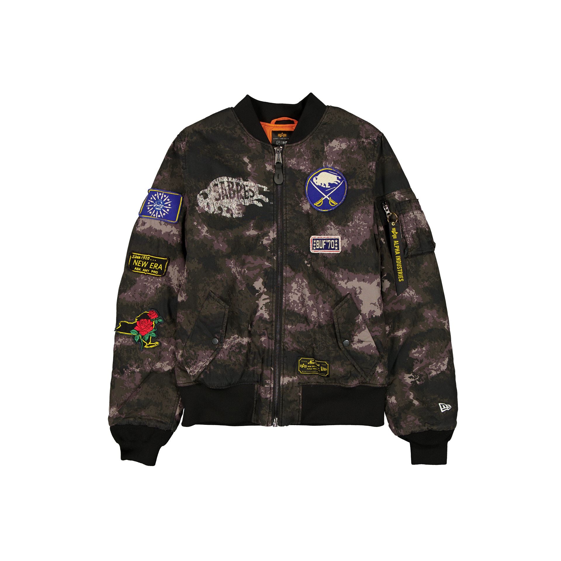 new era Alpha Industries Black Camo MA-1 Bomber Jacket