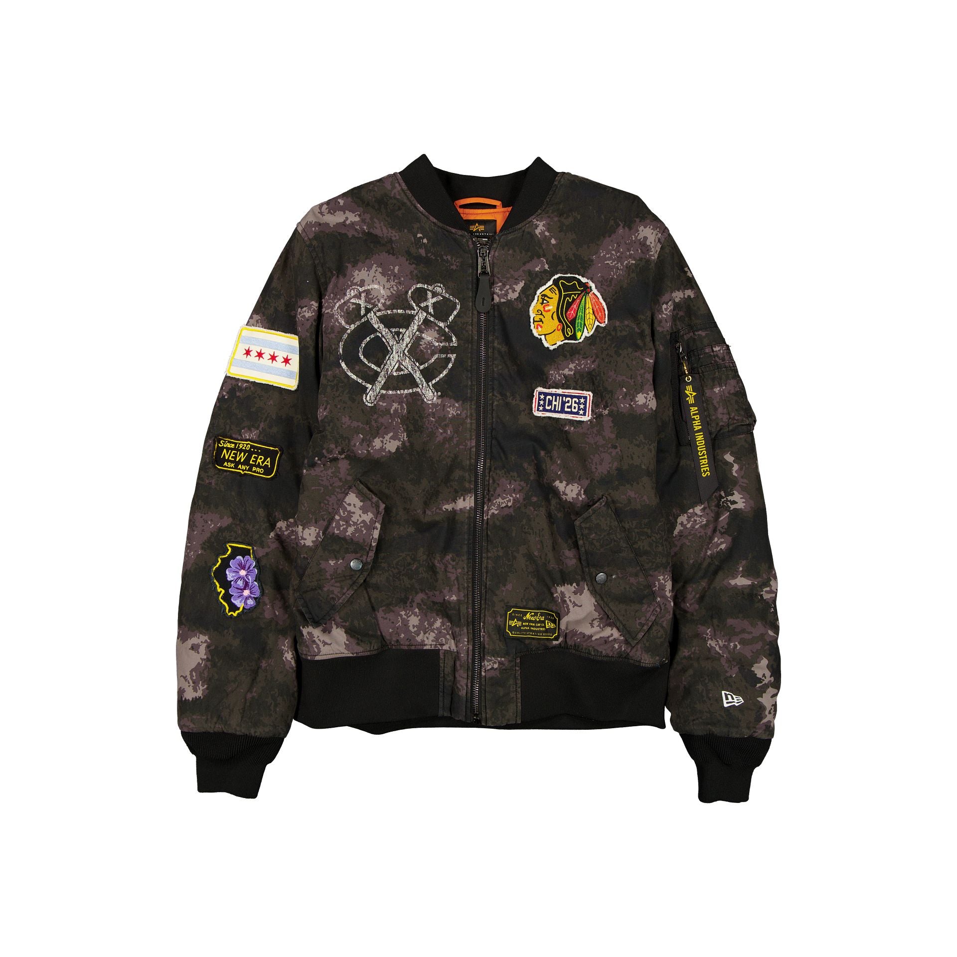 new era Alpha Industries Black Camo MA-1 Bomber Jacket