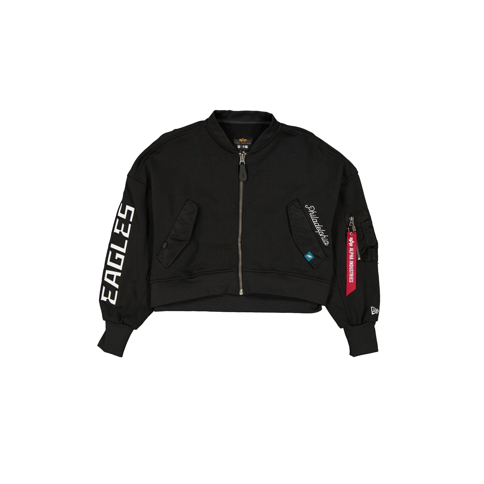 new era Alpha Industries Black Women's Full Zip Cropped Fleece Jacket
