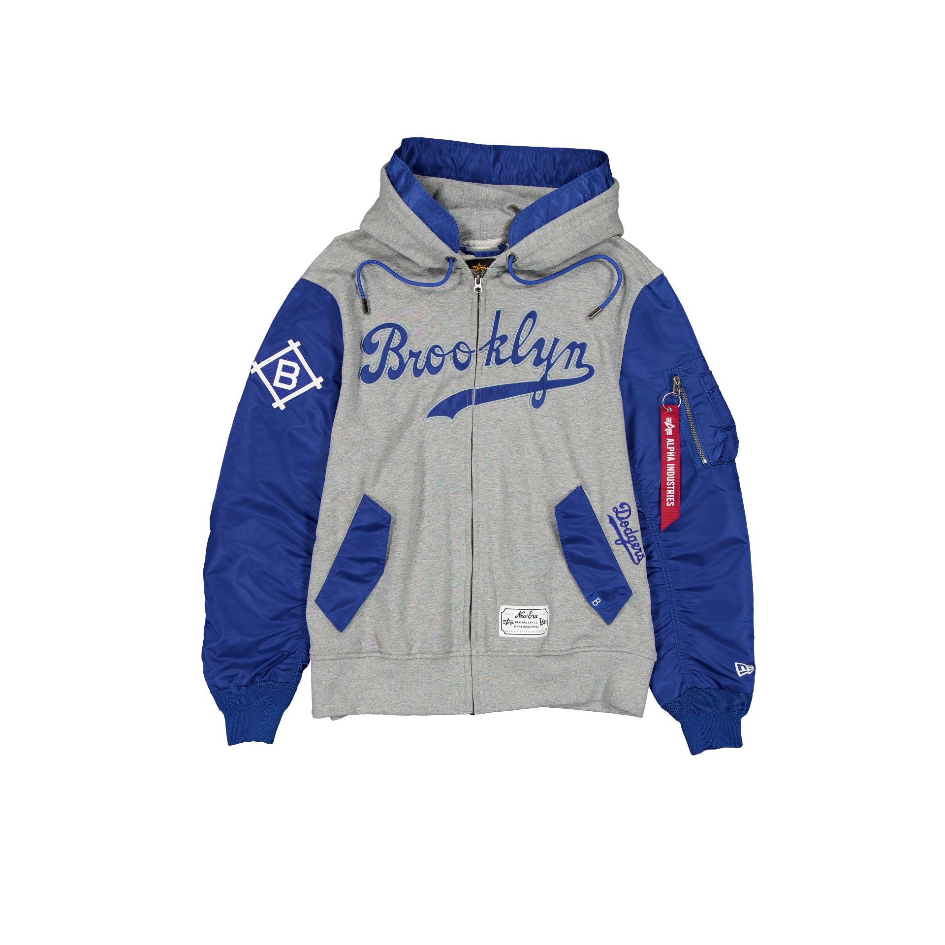 new era Alpha Industries Cooperstown Gray MA-1 Full Zip Fleece Jacket