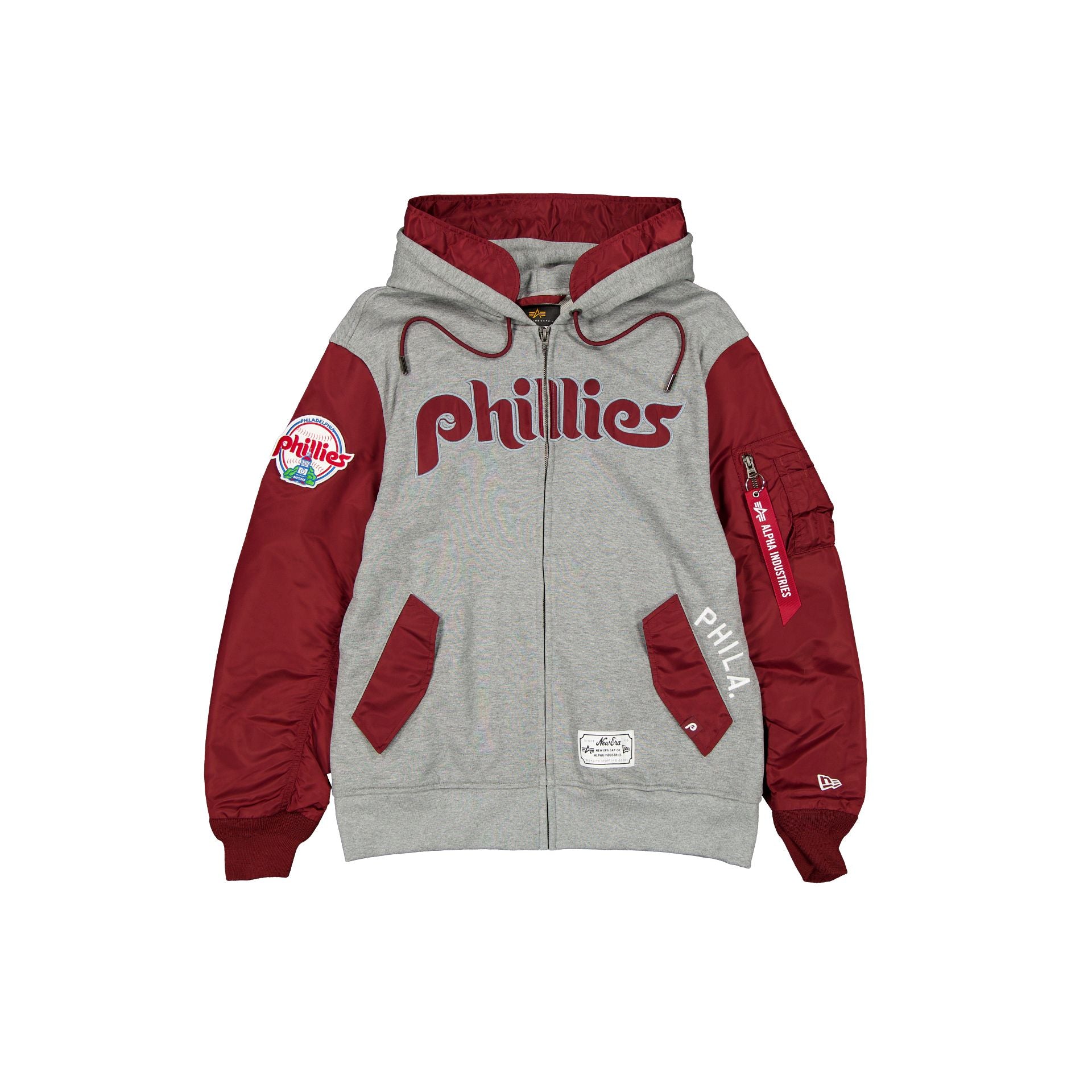 new era Alpha Industries Cooperstown Gray MA-1 Full Zip Fleece Jacket