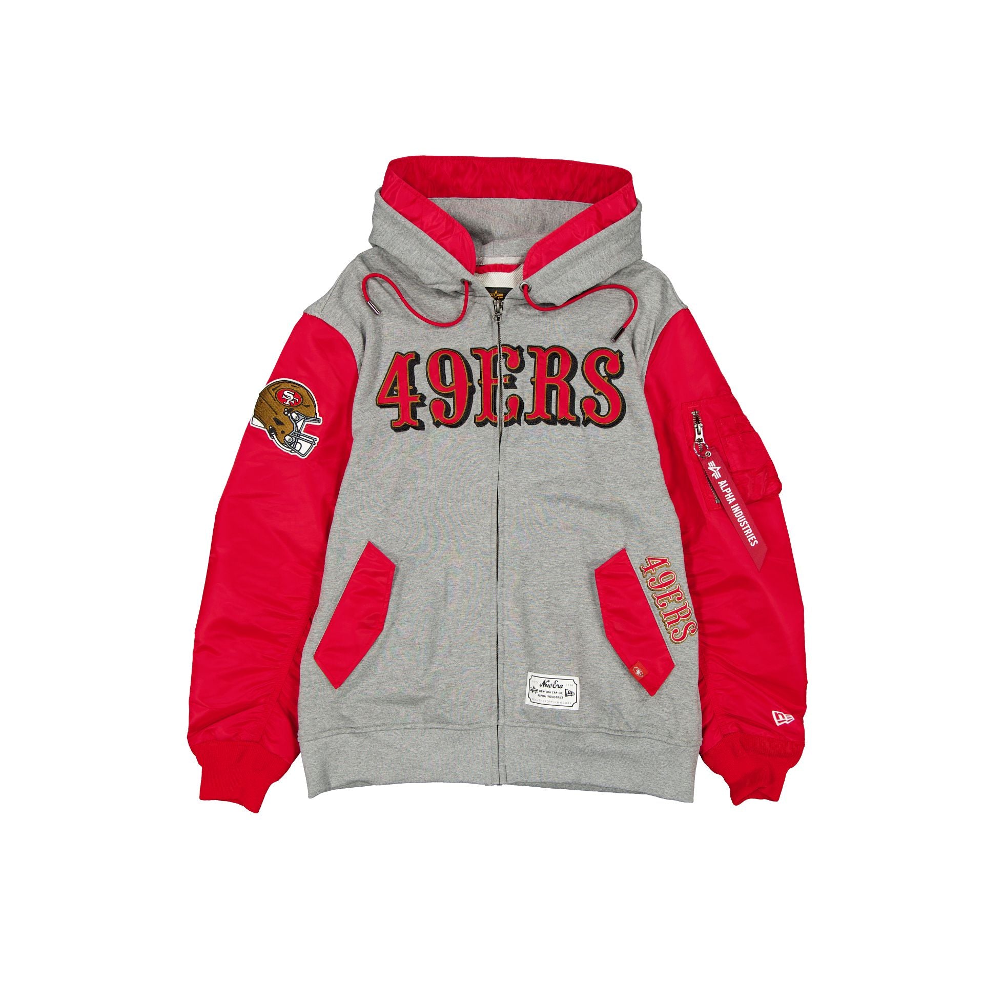 new era Alpha Industries Gray MA-1 Full Zip Fleece Jacket