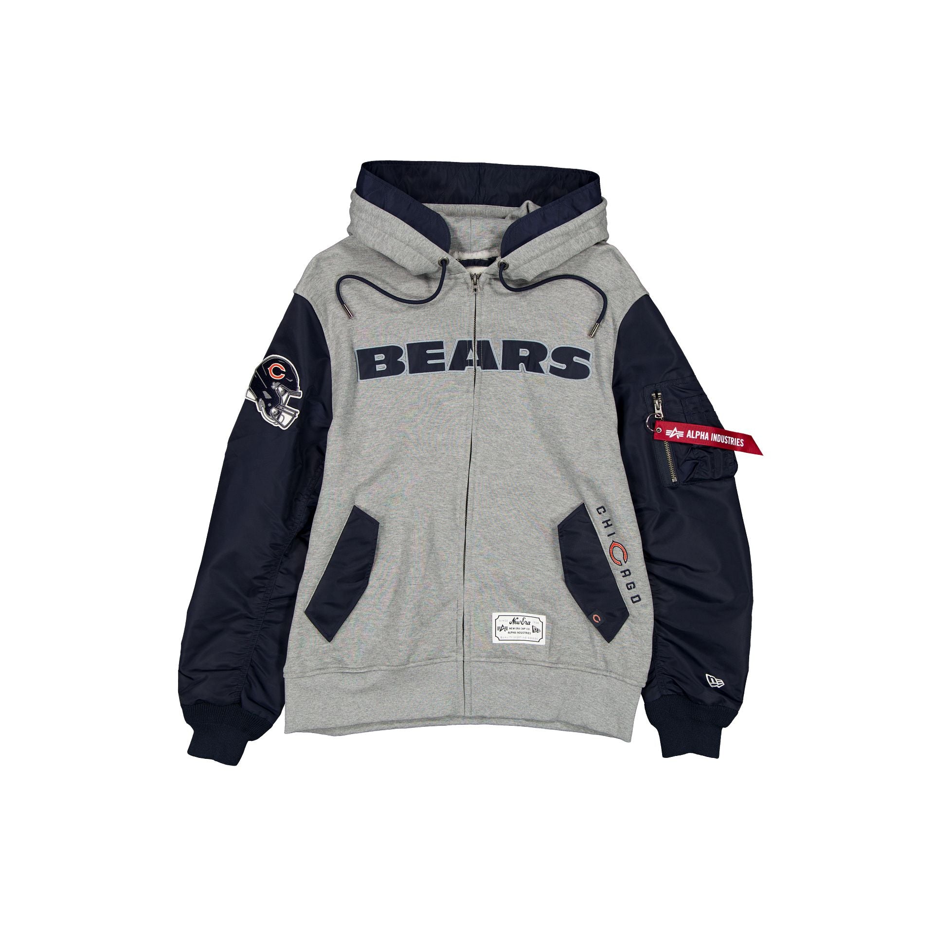 new era Alpha Industries Gray MA-1 Full Zip Fleece Jacket