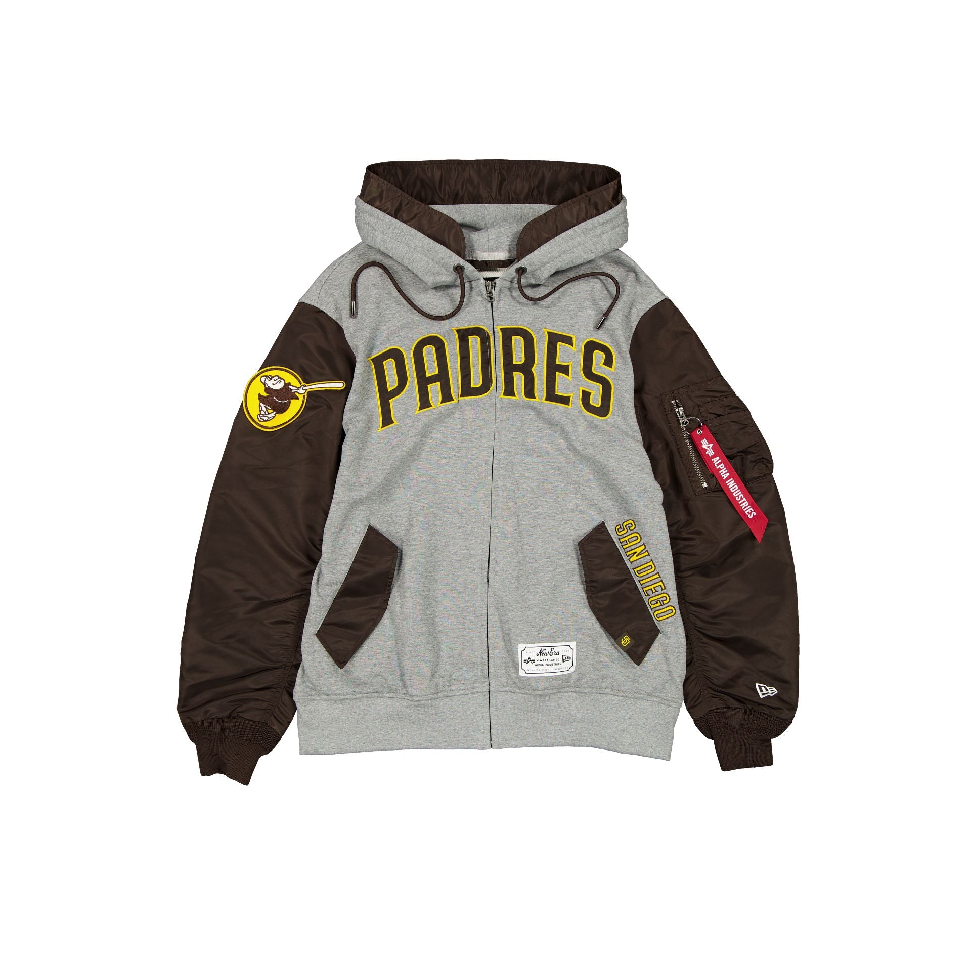 new era Alpha Industries Gray MA-1 Full Zip Fleece Jacket