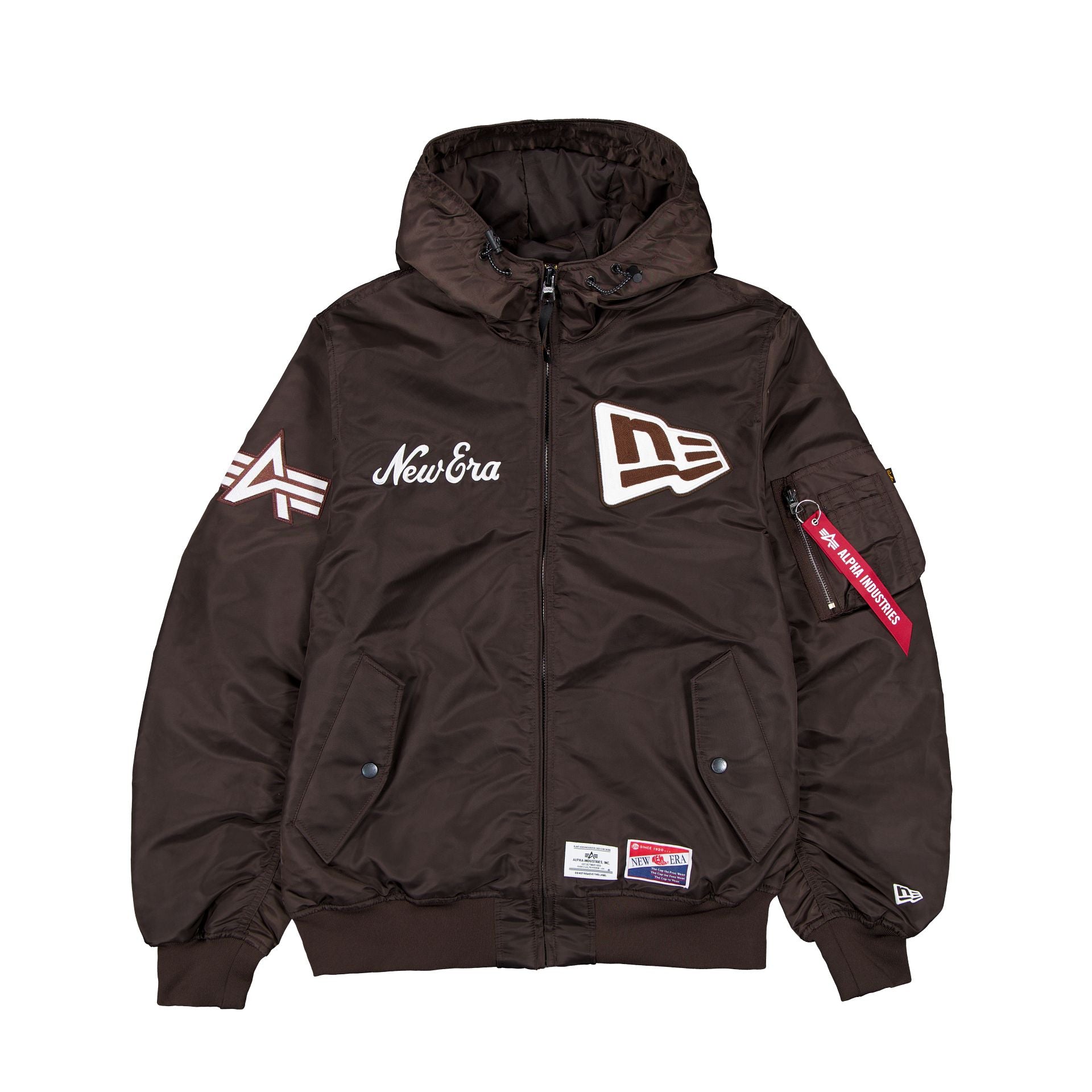 New Era Alpha Industries L-2B Hooded Bomber Brown Jacket