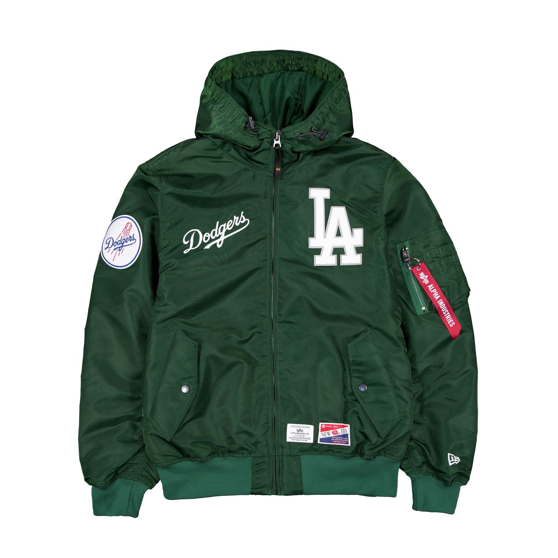new era Alpha Industries L-2B Hooded Bomber Jacket Green