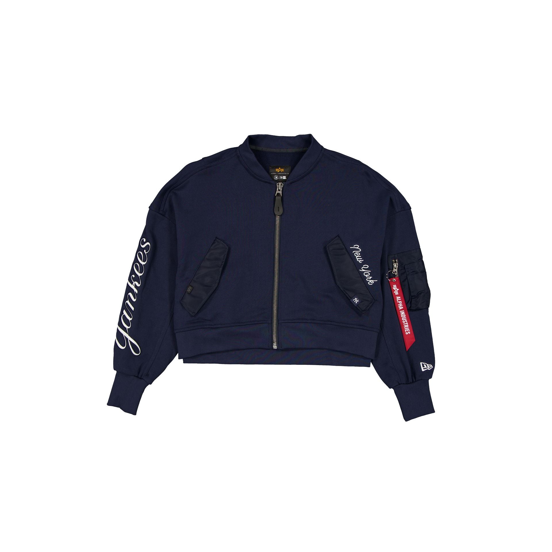 new era Alpha Industries Navy Women's Full Zip Cropped Fleece Jacket