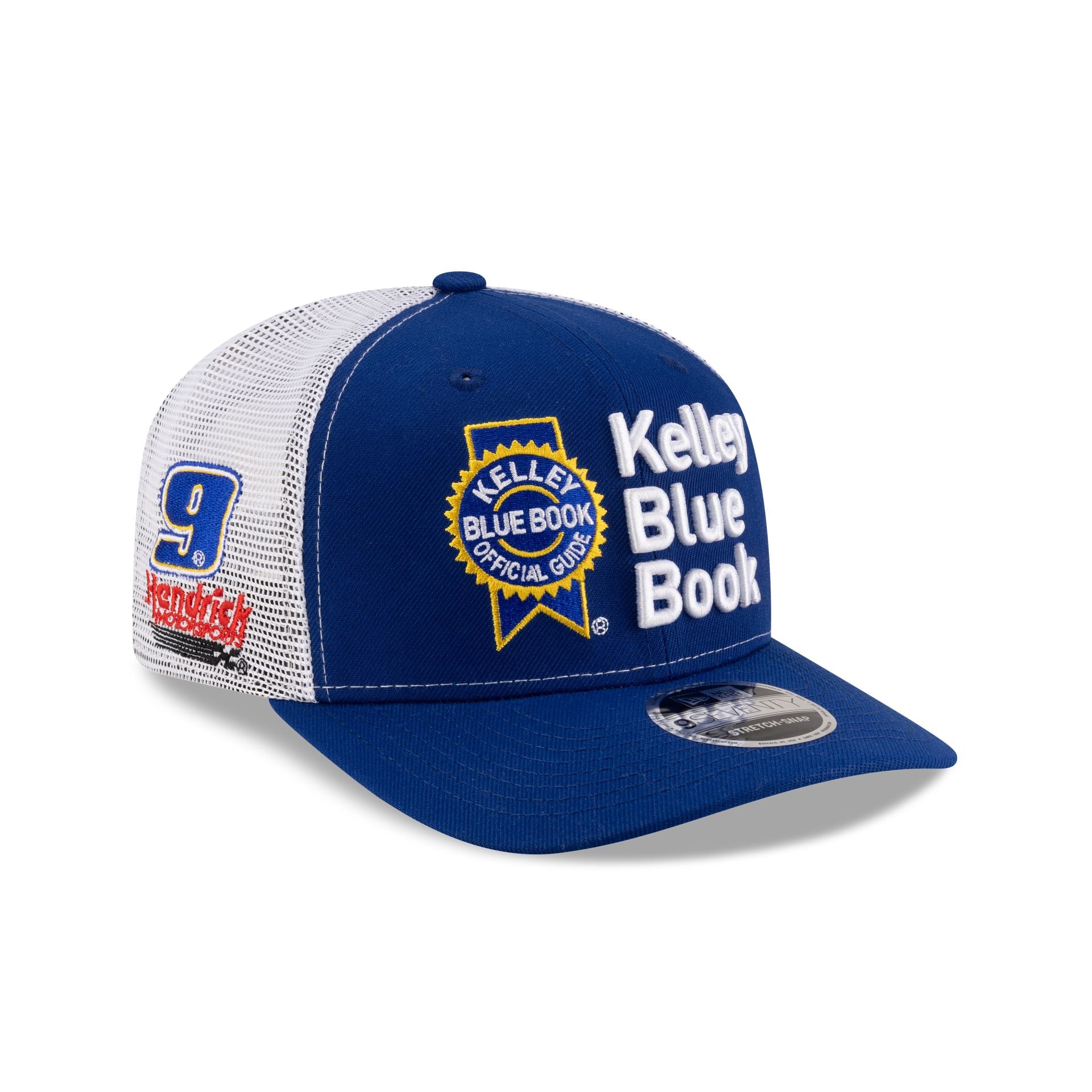 new era Chase Elliott Kelly Blue Book Partner 9SEVENTY Stretch-Snap Trucker