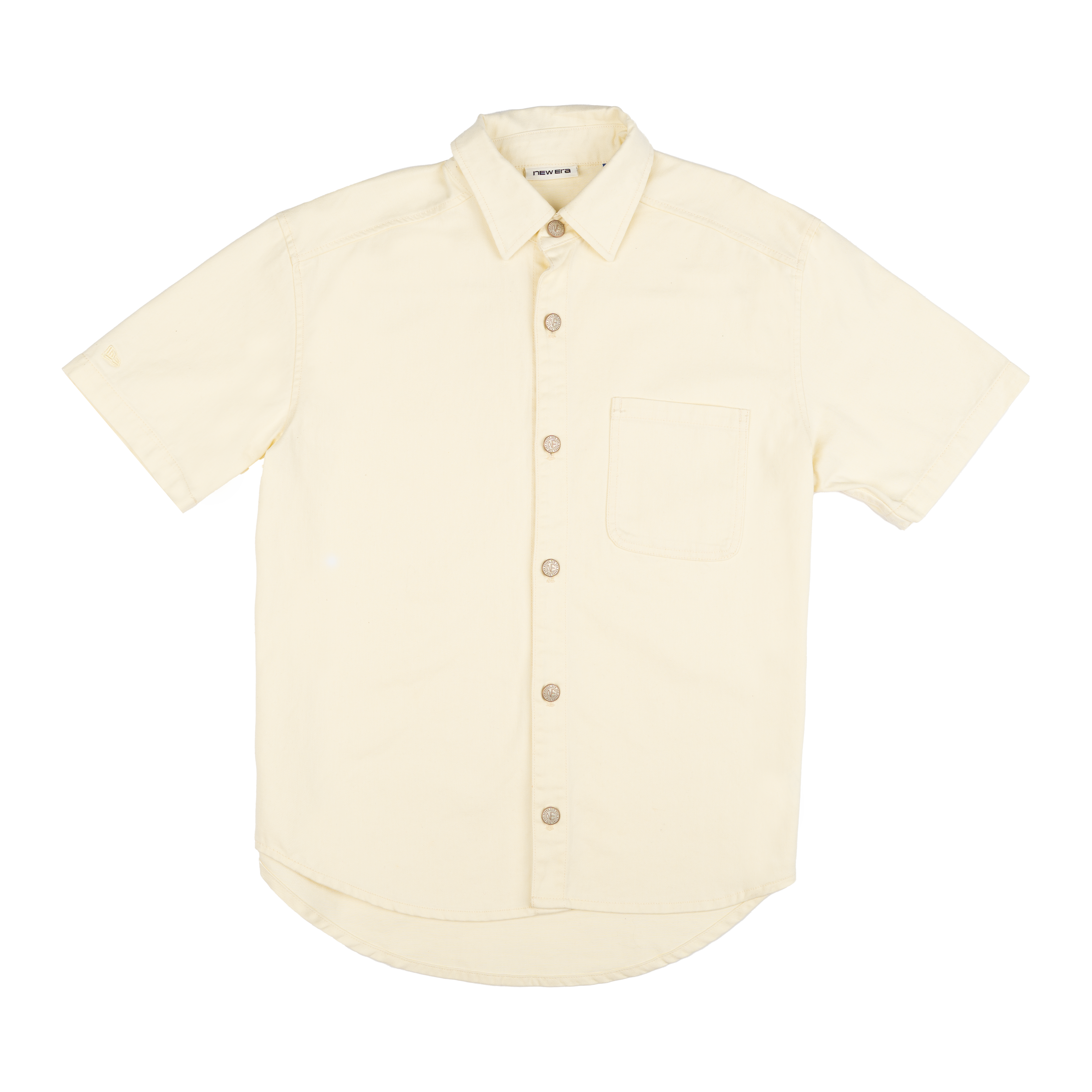 new era Ellicott Chrome White Twill Half Sleeve Button Up Shirt