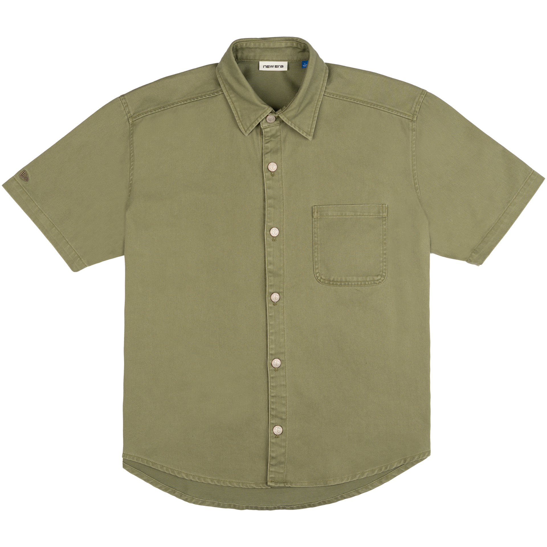 new era Ellicott Green Bark Twill Half Sleeve Button Up Shirt