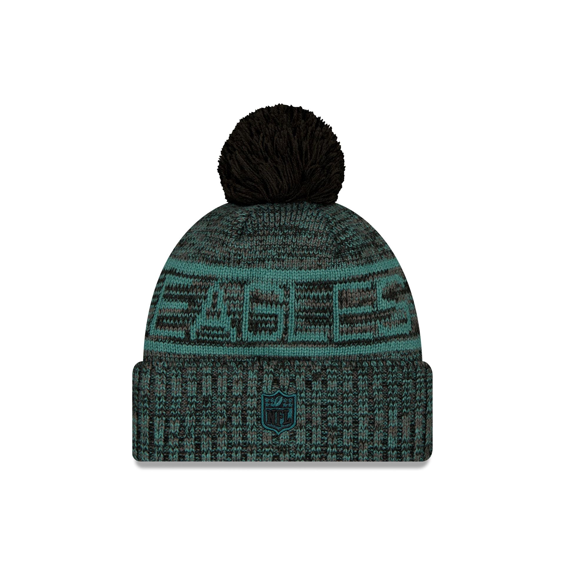 New Era 2025 Sideline Cold Weather Black Pom Knit