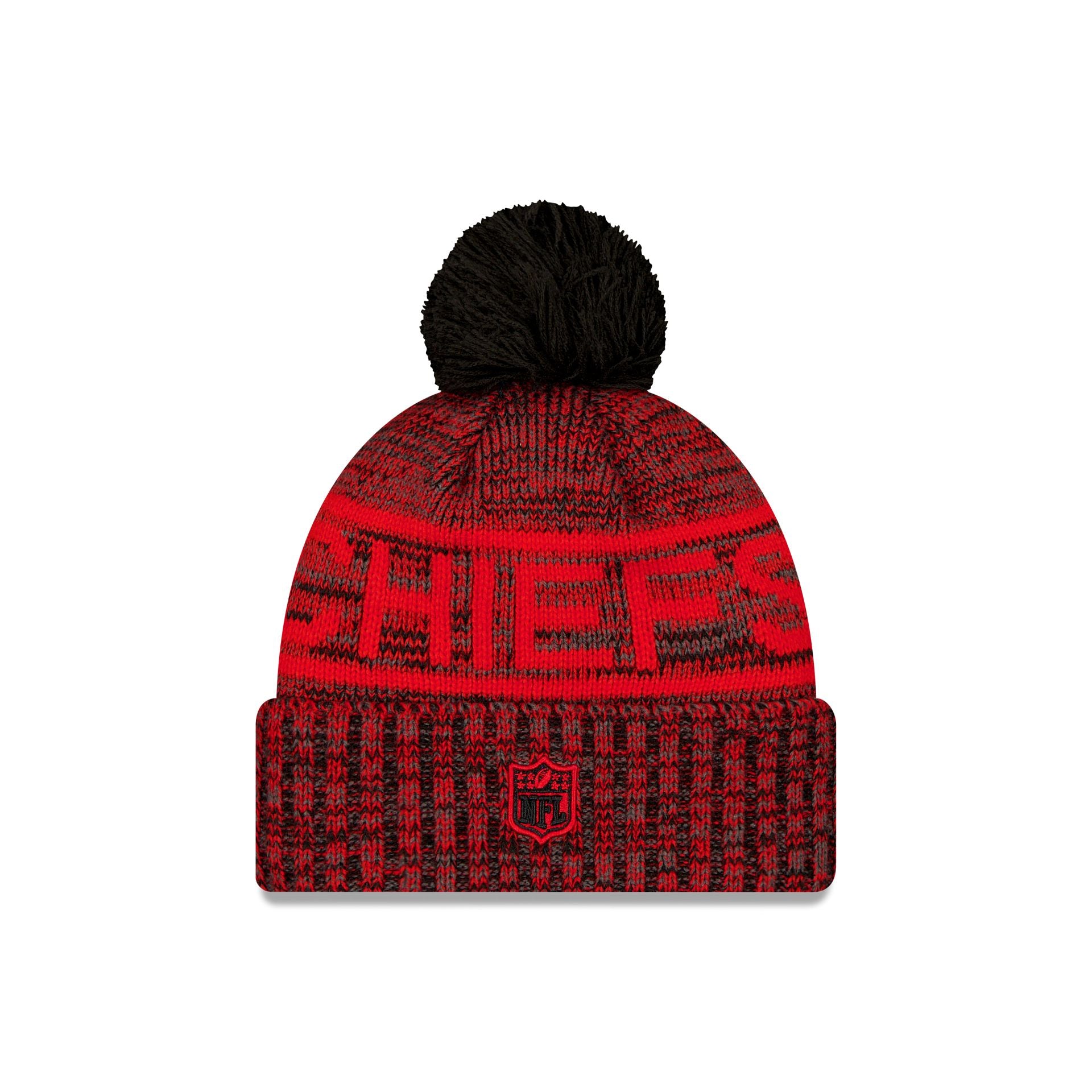 New Era 2025 Sideline Cold Weather Black Pom Knit