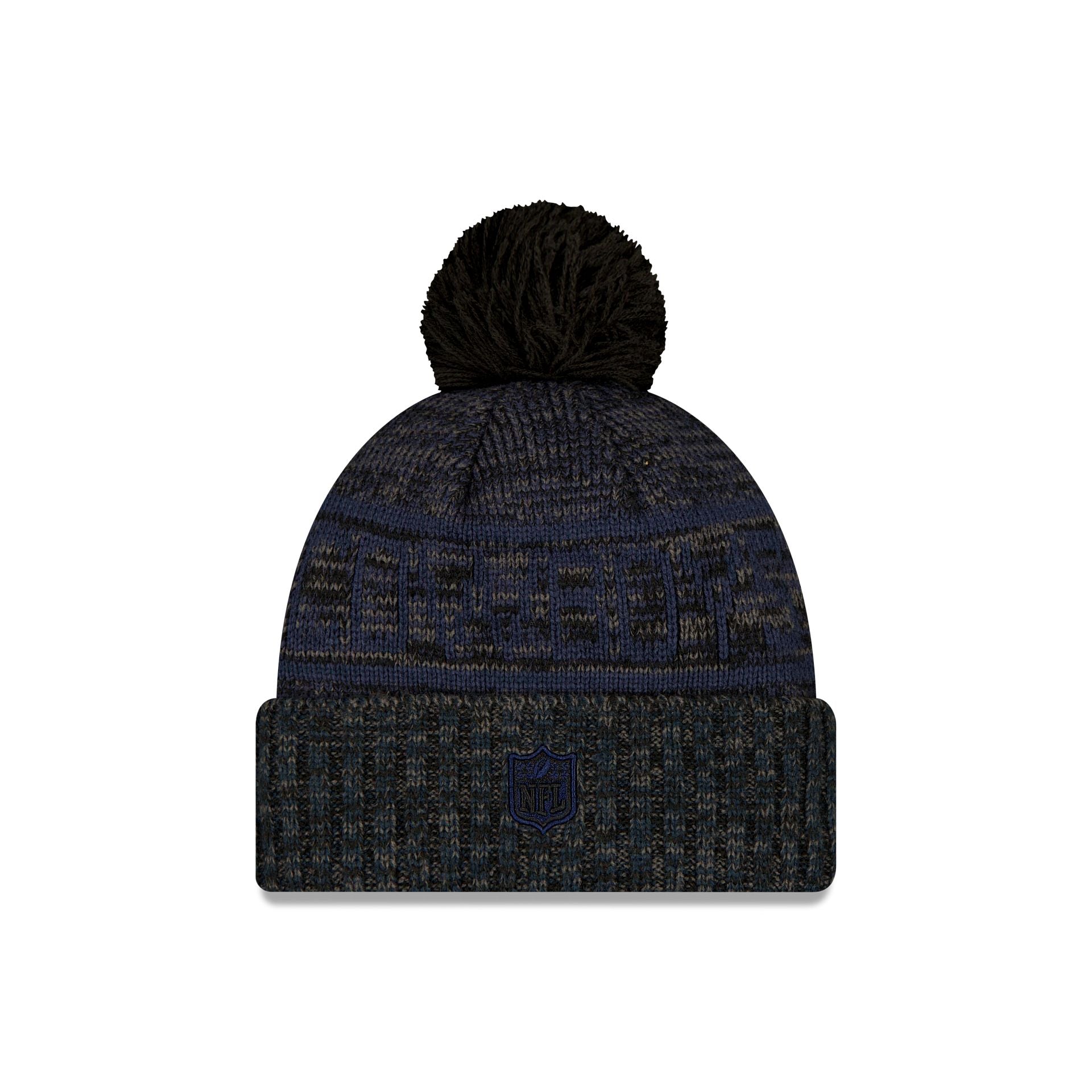 New Era 2025 Sideline Cold Weather Black Pom Knit
