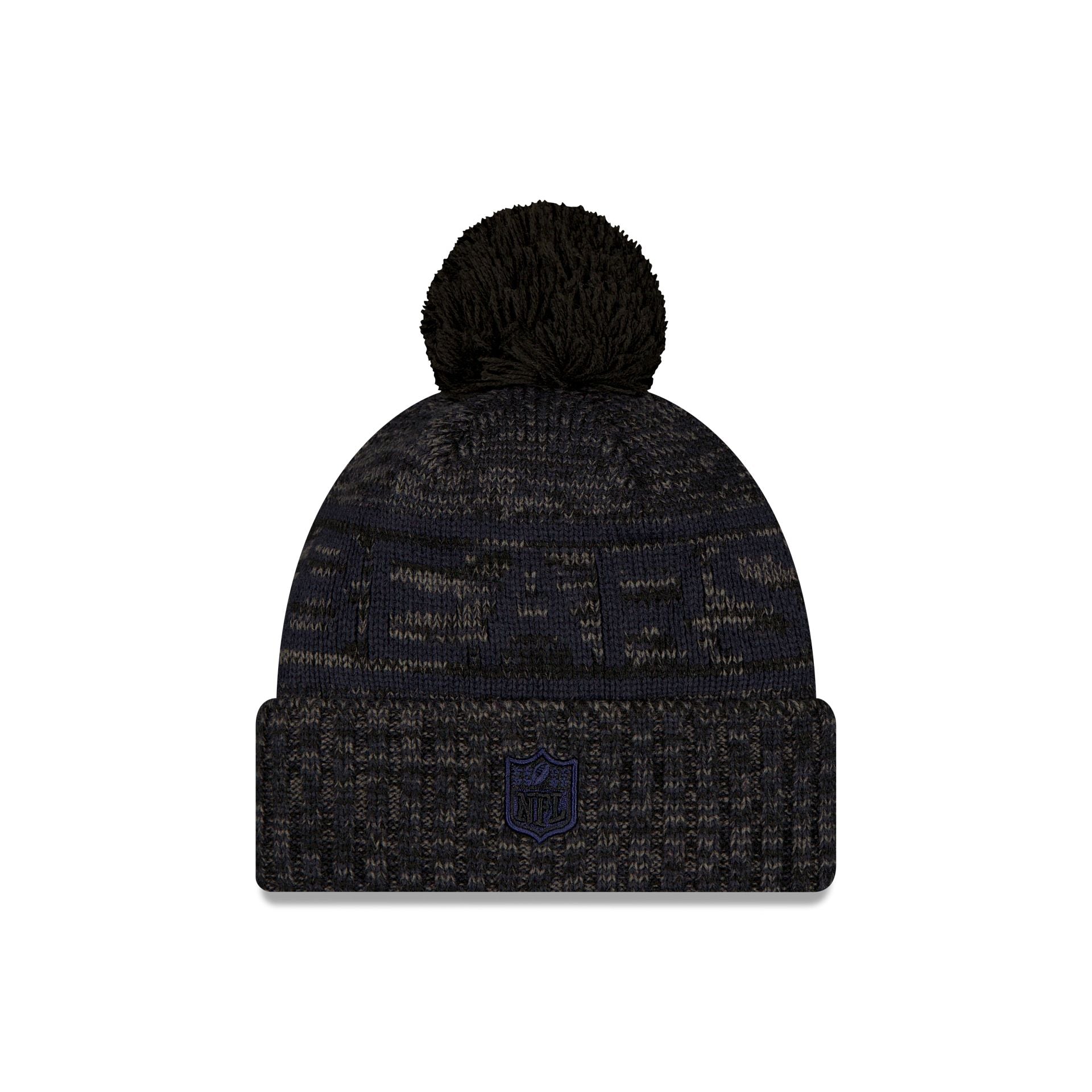 New Era 2025 Sideline Cold Weather Black Pom Knit