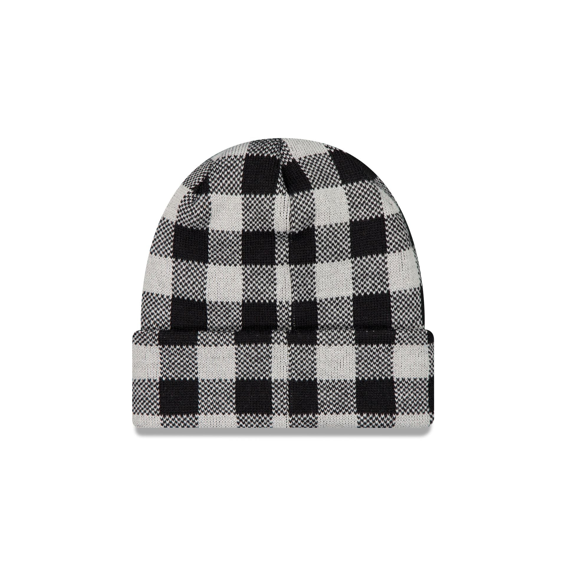 New Era Block Check Black Cuff Knit