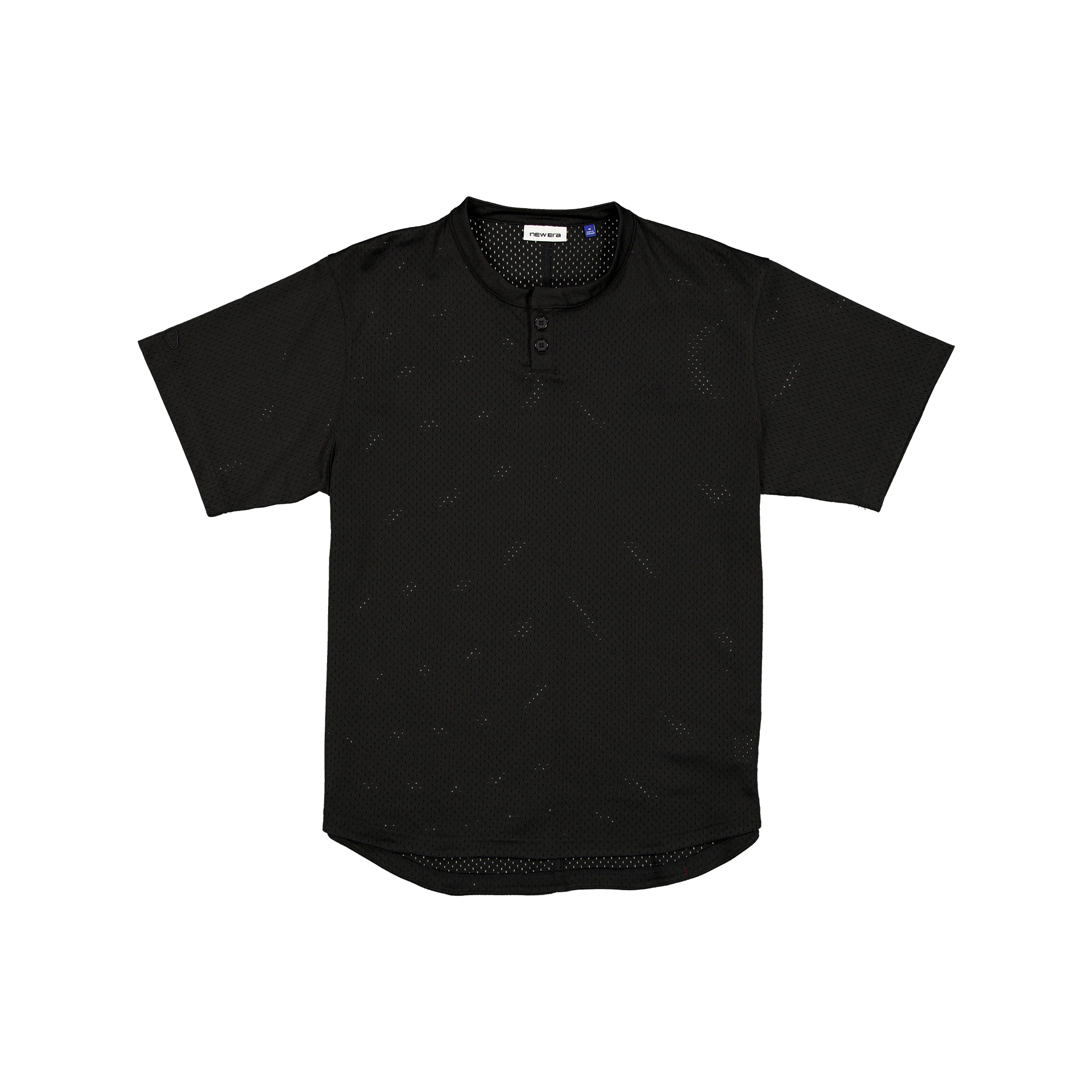 new era Galvin 2-Button Mesh Henley Black Jersey