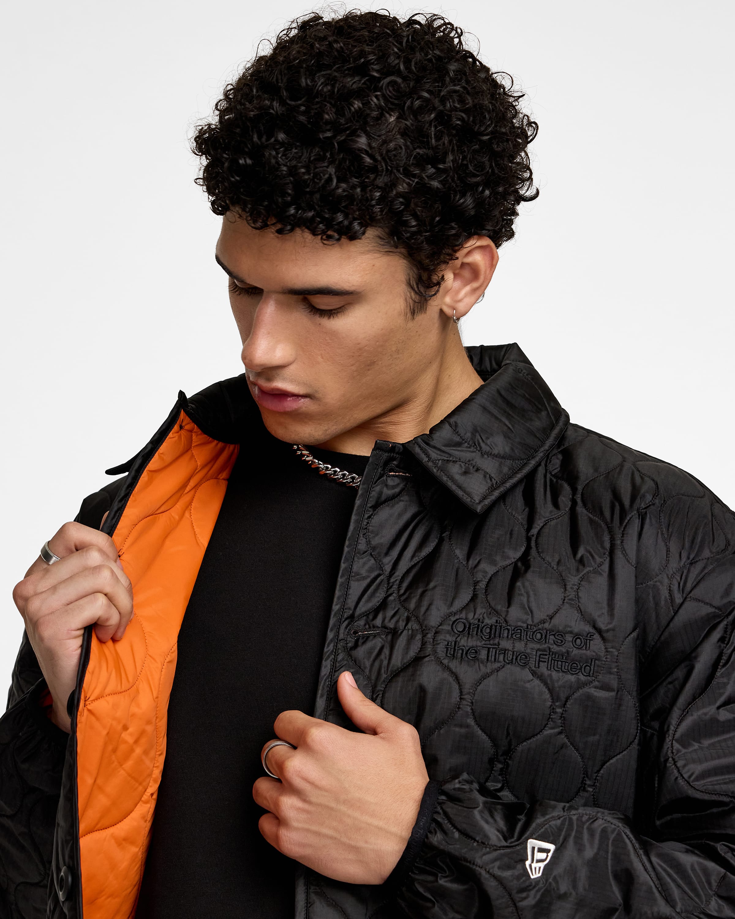 New Era Quilted Button Up Black Jacket