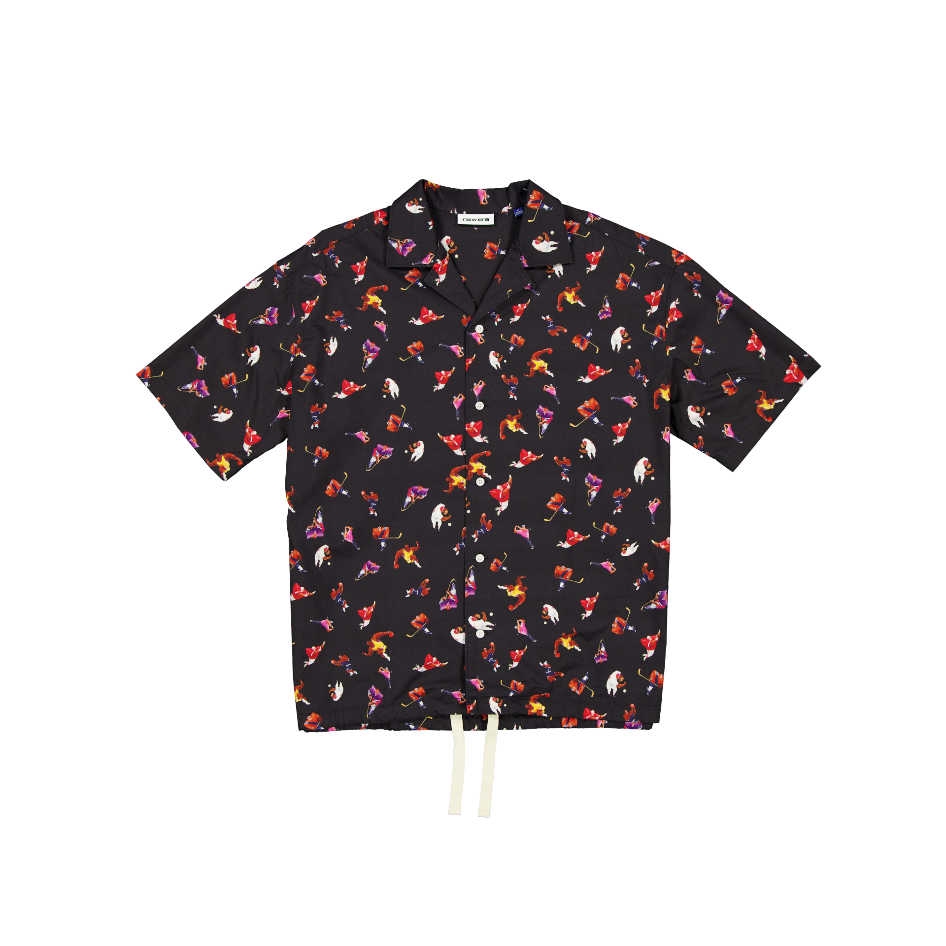 new era Resort Black Open Collared Shirt