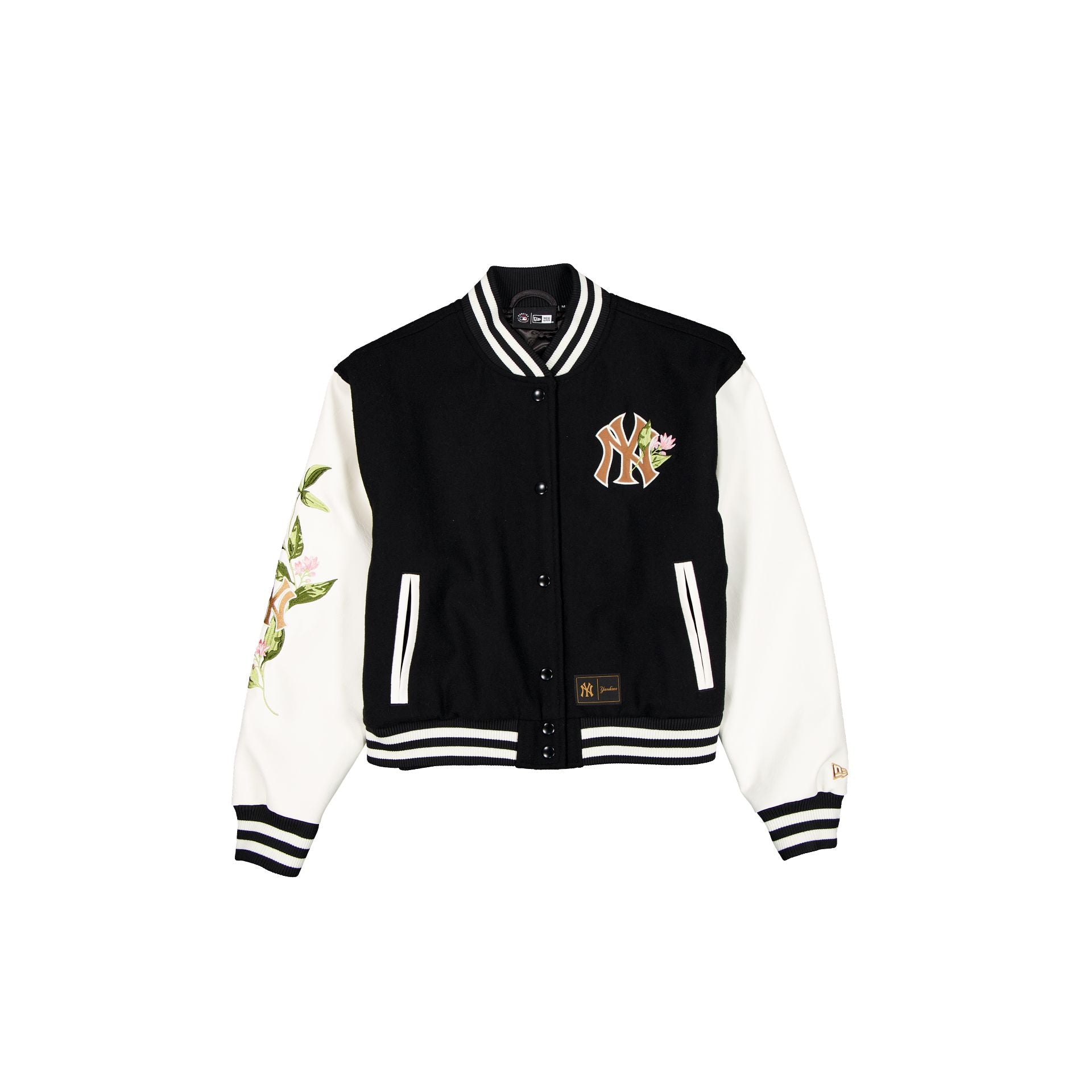 new era Women's Black Floral Varsity Jacket