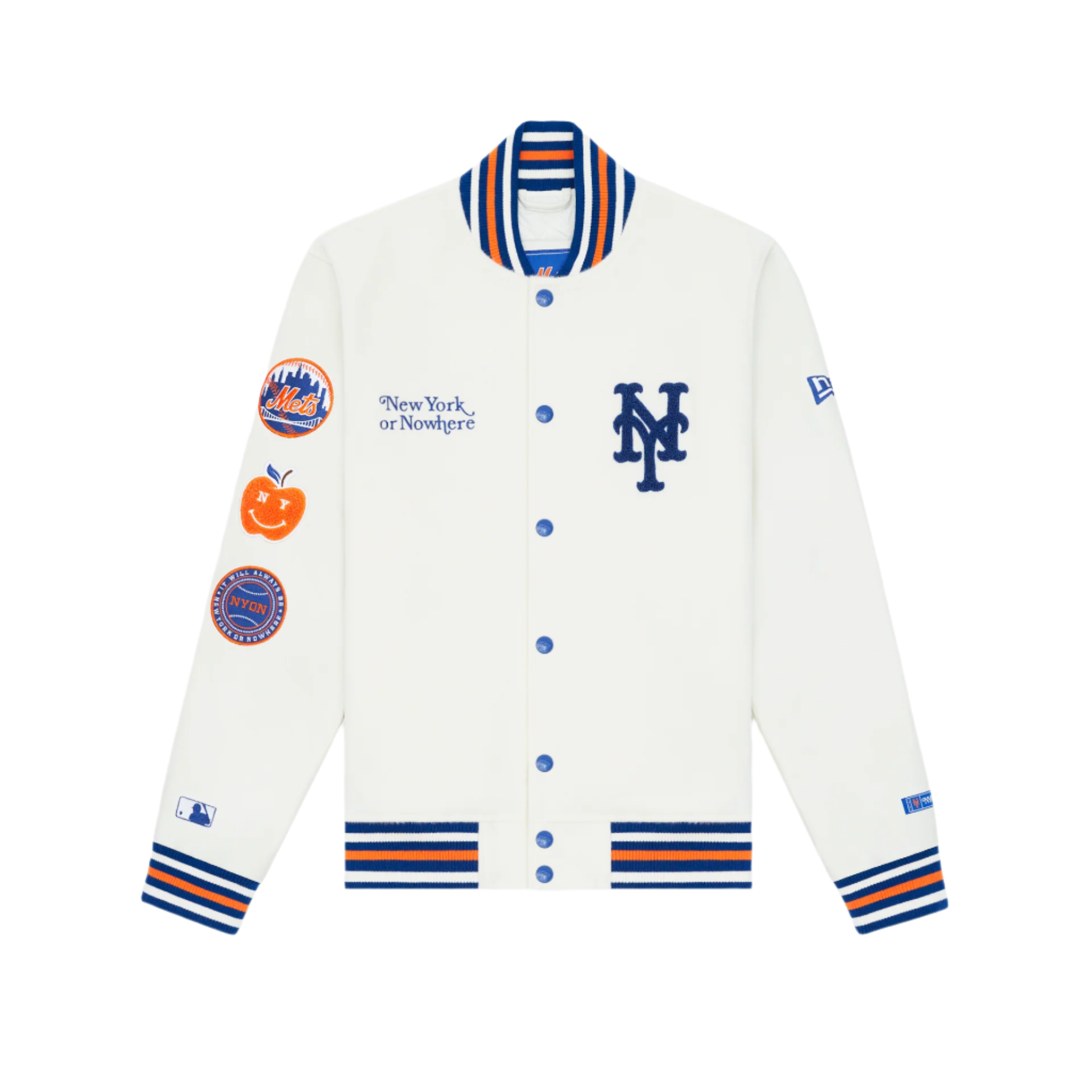new era New York or Nowhere Chrome White Motto Varsity Jacket