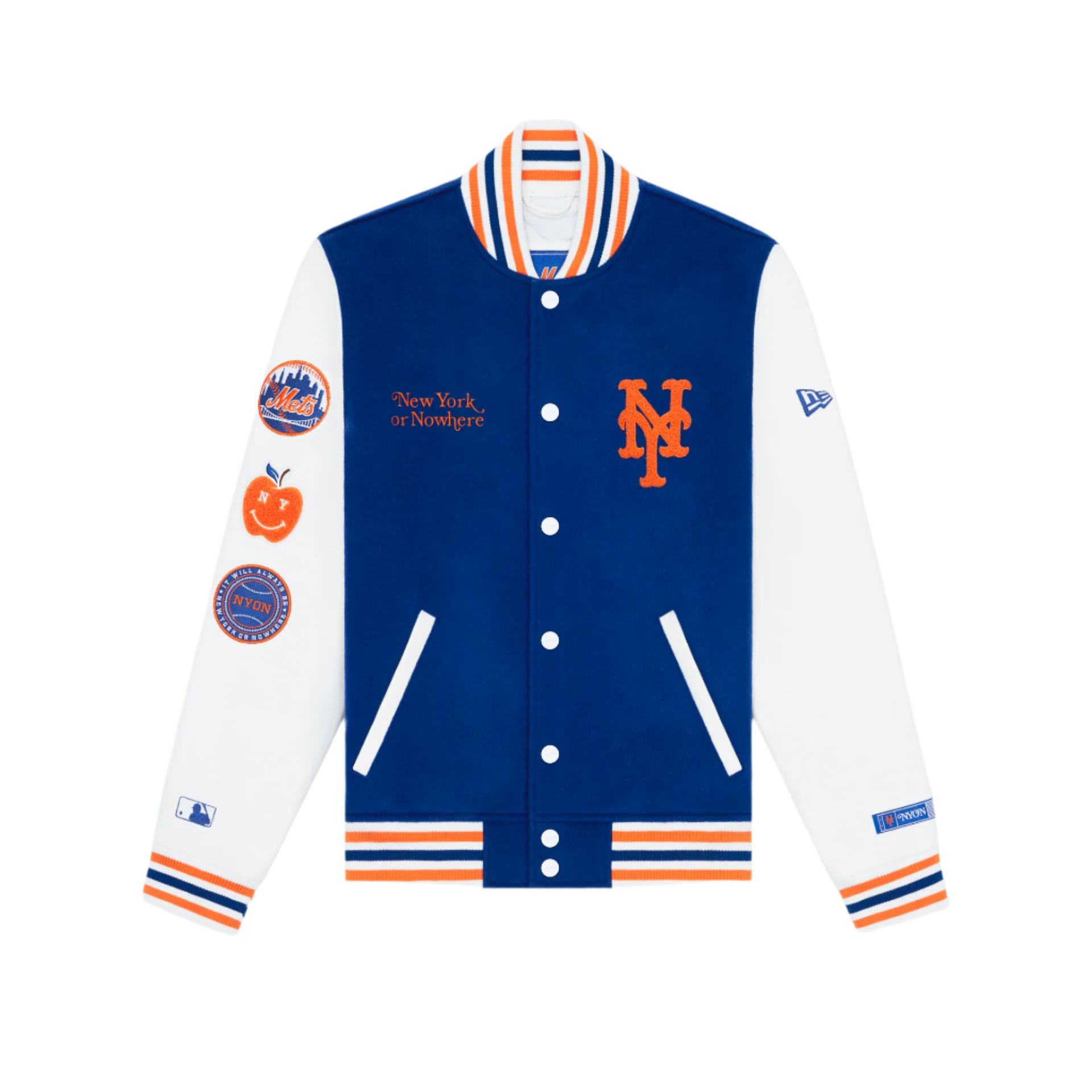 new era New York or Nowhere Light Royal Motto Varsity Jacket